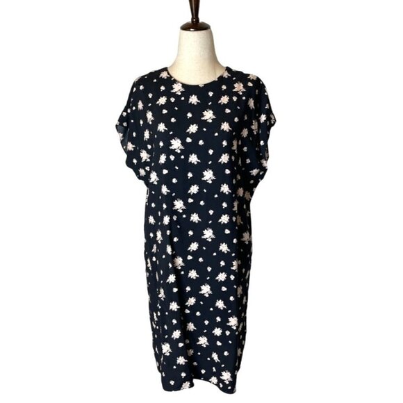 & Other Stories Paris‎ Atelier Black Floral Print Short Sleeve Shift Dress 8 - Picture 1 of 10